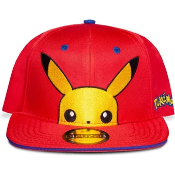 Boné plano vermelho snapback para criança Pikachu Pokémon da Difuzed