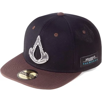 Boné plano preto e castanho snapback Valhalla Metal Badge Assasin’s Creed da Difuzed