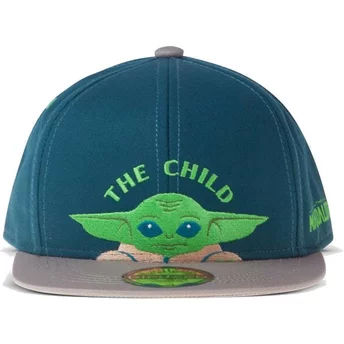 Boné plano azul e cinza snapback para criança Grogu Baby Yoda The Child The Mandalorian Star Wars da Difuzed
