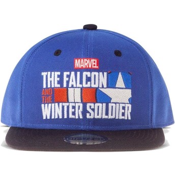Boné plano azul e preto snapback The Falcon And The Winter Soldier Logo Marvel Comics da Difuzed