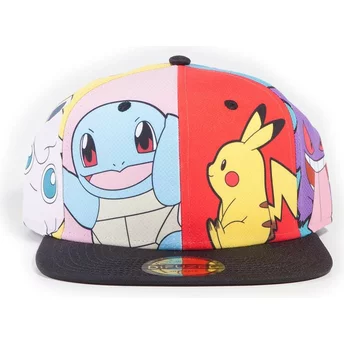 Boné plano multicolor snapback Pikachu, Squirtle, Gengar, Psyduck, Jigglypuff Multi Pop Art Pokémon da Difuzed