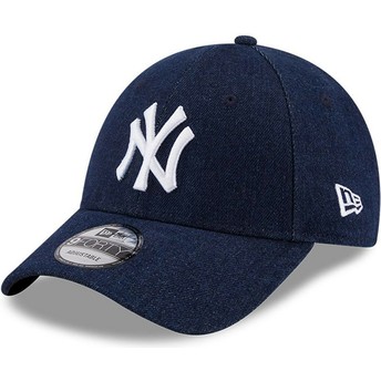 Boné curvo azul marinho ajustável 9FORTY Denim da New York Yankees MLB da New Era