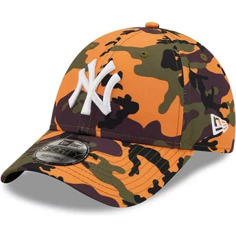 Boné curvo camuflagem laranja ajustável 9FORTY All Over Urban Print da New York Yankees MLB da New Era