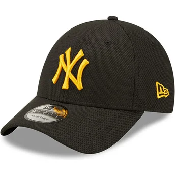 Boné curvo preto ajustável com logo laranja 9FORTY Diamond Era da New York Yankees MLB da New Era