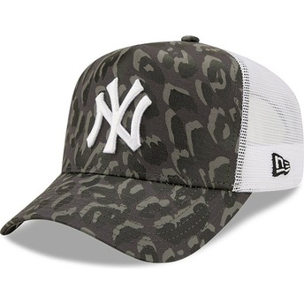 Boné trucker camuflagem preto A Frame Seasonal Camo da New York Yankees MLB da New Era