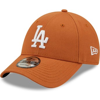 Boné curvo castanho ajustável 9FORTY League Essential da Los Angeles Dodgers MLB da New Era