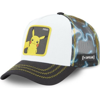 Boné trucker branco e preto Pikachu ELE2 Pokémon da Capslab