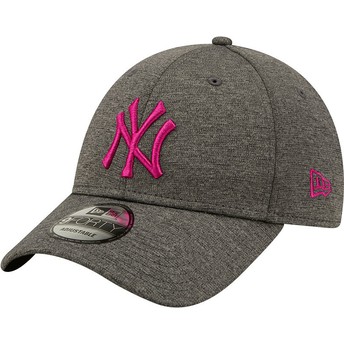Boné curvo cinza ajustável com logo rosa 9FORTY Shadow Tech da New York Yankees MLB da New Era