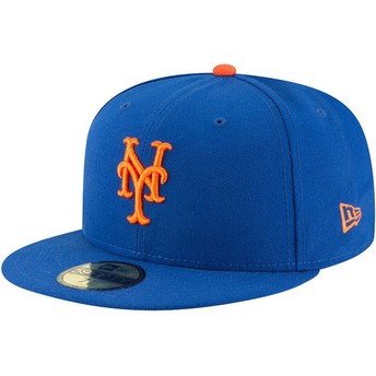 Boné plano azul justo 59FIFTY AC Perf da New York Mets MLB da New Era