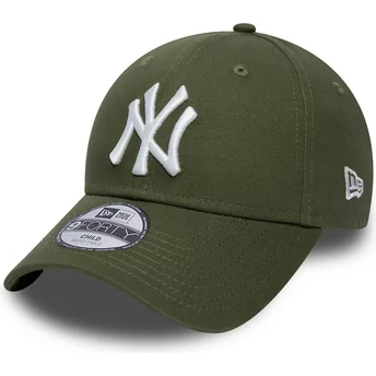 Boné curvo verde ajustável para criança 9FORTY League Essential da New York Yankees MLB da New Era