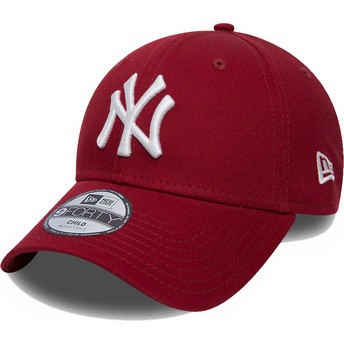 Boné curvo vermelho ajustável para criança 9FORTY League Essential da New York Yankees MLB da New Era