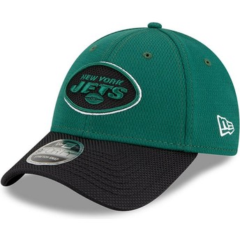 Boné curvo verde e preto snapback 9FORTY Stretch Snap Sideline Road da New York Jets NFL da New Era