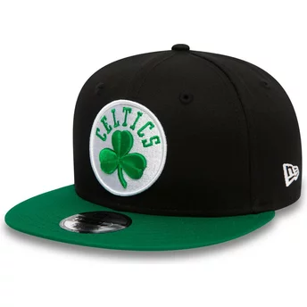 Boné plano preto e verde snapback 9FIFTY da Boston Celtics NBA da New Era