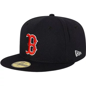 Boné plano azul marinho justo 59FIFTY AC Perf da Boston Red Sox MLB da New Era