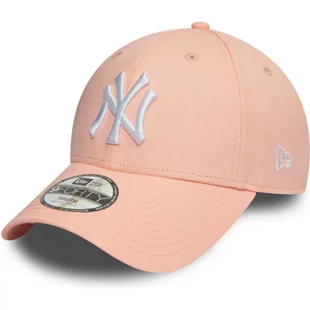 Boné curvo rosa ajustável para criança 9FORTY League Essential da New York Yankees MLB da New Era