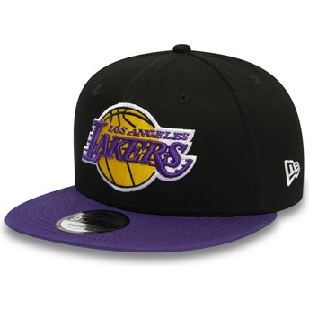 Boné plano preto e violeta snapback 9FIFTY da Los Angeles Lakers NBA da New Era