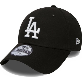 Boné curvo preto ajustável para criança 9FORTY League Essential da Los Angeles Dodgers MLB da New Era
