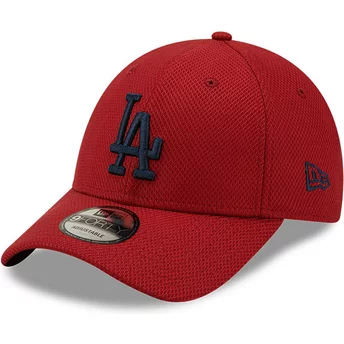 Boné curvo vermelho ajustável com logo azul 9FORTY Diamond Era da Los Angeles Dodgers MLB da New Era