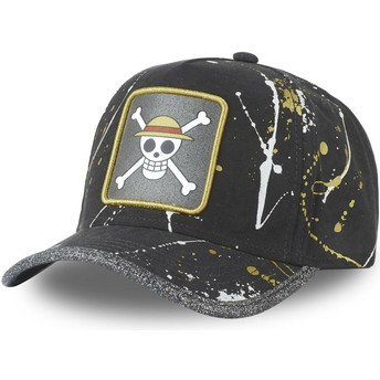 Boné curvo preto ajustável Straw Hat Pirates TAG LOG1 One Piece da Capslab