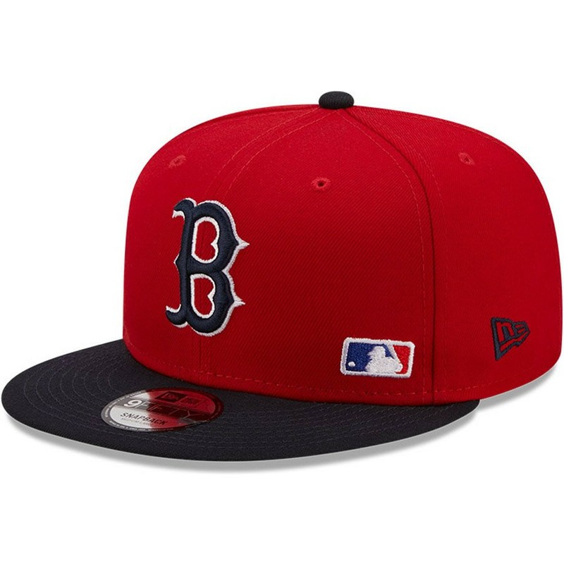 bone-plano-vermelho-e-azul-marinho-snapback-9fifty-team-arch-da-boston-red-sox-mlb-da-new-era