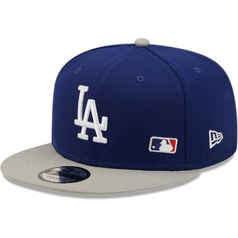 Boné plano azul e cinza snapback 9FIFTY Team Arch da Los Angeles Dodgers MLB da New Era