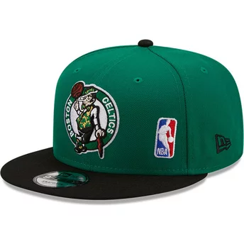 Boné plano verde e preto snapback 9FIFTY Team Arch da Boston Celtics NBA da New Era
