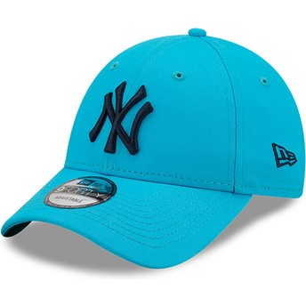 Boné curvo azul ajustável com logo azul 9FORTY League Essential da New York Yankees MLB da New Era