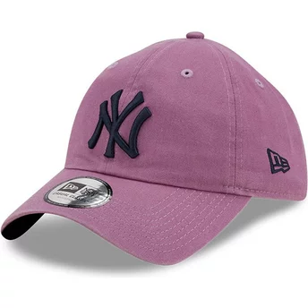 Boné curvo violeta ajustável com logo preto 9TWENTY Essential Casual Classic da New York Yankees MLB da New Era