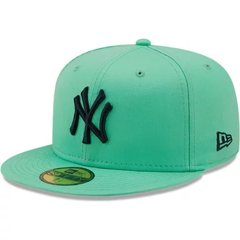 Boné plano azul justo com logo azul marinho 59FIFTY League Essential da New York Yankees MLB da New Era