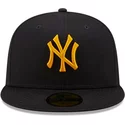 bone-plano-azul-marinho-justo-com-logo-amarelo-59fifty-league-essential-da-new-york-yankees-mlb-da-new-era