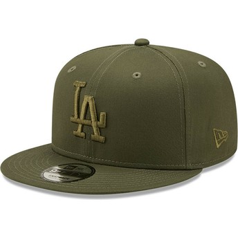 Boné plano verde snapback com logo verde 9FIFTY League Essential da Los Angeles Dodgers MLB da New Era