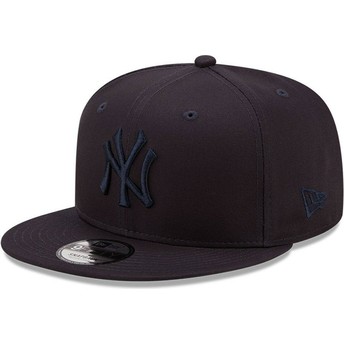 Boné plano azul marinho snapback com logo azul marinho 9FIFTY League Essential da New York Yankees MLB da New Era