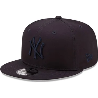 Boné plano azul marinho snapback com logo azul marinho 9FIFTY League Essential da New York Yankees MLB da New Era