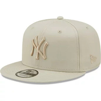 Boné plano cinza snapback com logo cinza 9FIFTY League Essential da New York Yankees MLB da New Era
