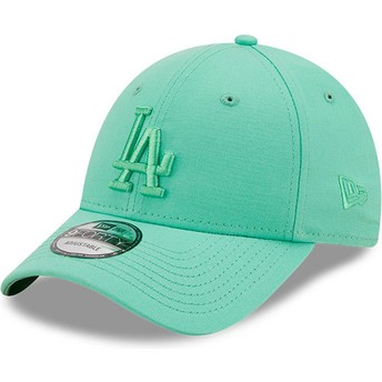 Boné curvo verde ajustável com logo verde 9FORTY League Essential da Los Angeles Dodgers MLB da New Era