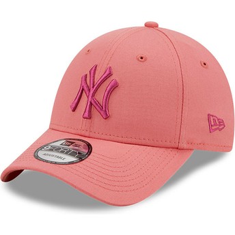 Boné curvo rosa ajustável com logo rosa 9FORTY League Essential da New York Yankees MLB da New Era