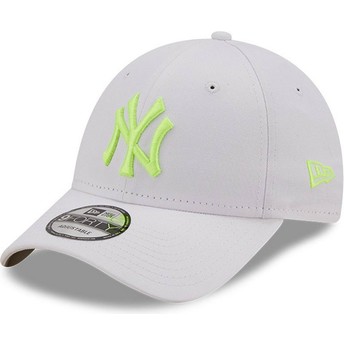 Boné curvo cinza ajustável com logo verde 9FORTY Neon Pack da New York Yankees MLB da New Era