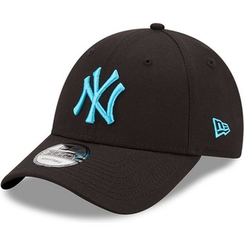 Boné curvo preto ajustável com logo azul 9FORTY Neon Pack da New York Yankees MLB da New Era