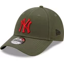 bone-curvo-verde-ajustavel-com-logo-vermelho-9forty-stadium-food-da-new-york-yankees-mlb-da-new-era