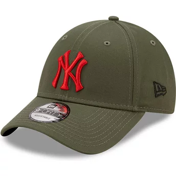 Boné curvo verde ajustável com logo vermelho 9FORTY Stadium Food da New York Yankees MLB da New Era