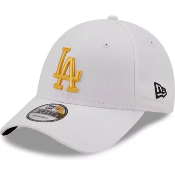 Boné curvo branco ajustável com logo dourado 9FORTY Stadium Food da Los Angeles Dodgers MLB da New Era