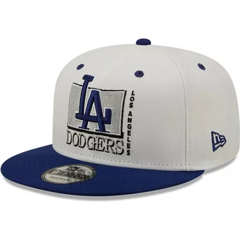 Boné plano cinza e azul snapback 9FIFTY White Crown da Los Angeles Dodgers MLB da New Era