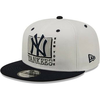 Boné plano branco e preto snapback 9FIFTY White Crown da New York Yankees MLB da New Era