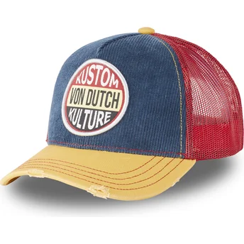 Boné trucker azul marinho, vermelho e castanho Kustom Kulture KUS da Von Dutch