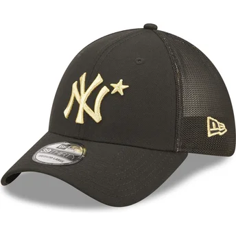 Boné trucker preto justo com logo dourado 39THIRTY All Star Game da New York Yankees MLB da New Era