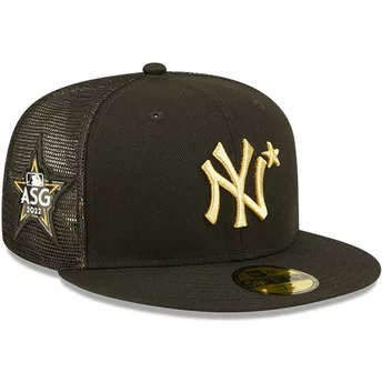 Boné trucker plano preto justo com logo dourado 59FIFTY All Star Game da New York Yankees MLB da New Era