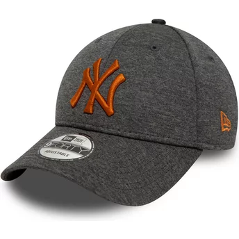 Boné curvo cinza ajustável com logo laranja 9FORTY Shadow Tech da New York Yankees MLB da New Era