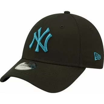 Boné curvo preto ajustável com logo azul para criança 9FORTY League Essential da New York Yankees MLB da New Era