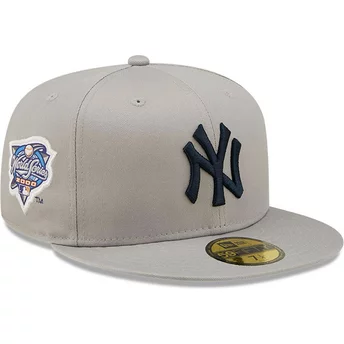 Boné plano cinza justo 59FIFTY Side Patch World Series da New York Yankees MLB da New Era