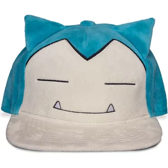 Boné plano azul e branco snapback Snorlax Ibailax Plush Pokémon da Difuzed